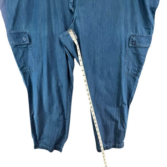 Woman Within Pants Womens 30W Blue Cargo Drawstring Elastic Waist Pockets Cotton - Picture 7 of 13